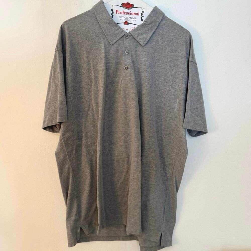 Men’s XL Gray Polo Shirt Short Sleeve Classic Casual Golf Performance Top